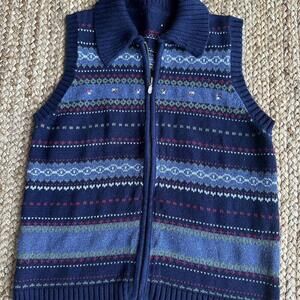Cottagecore grandma granola blue vintage sweater vest with zipper